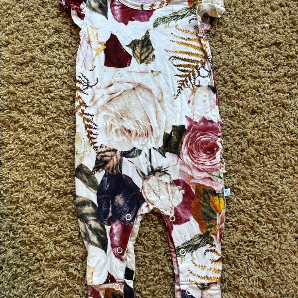Posh Peanut Floral Romper with Pink and Cream